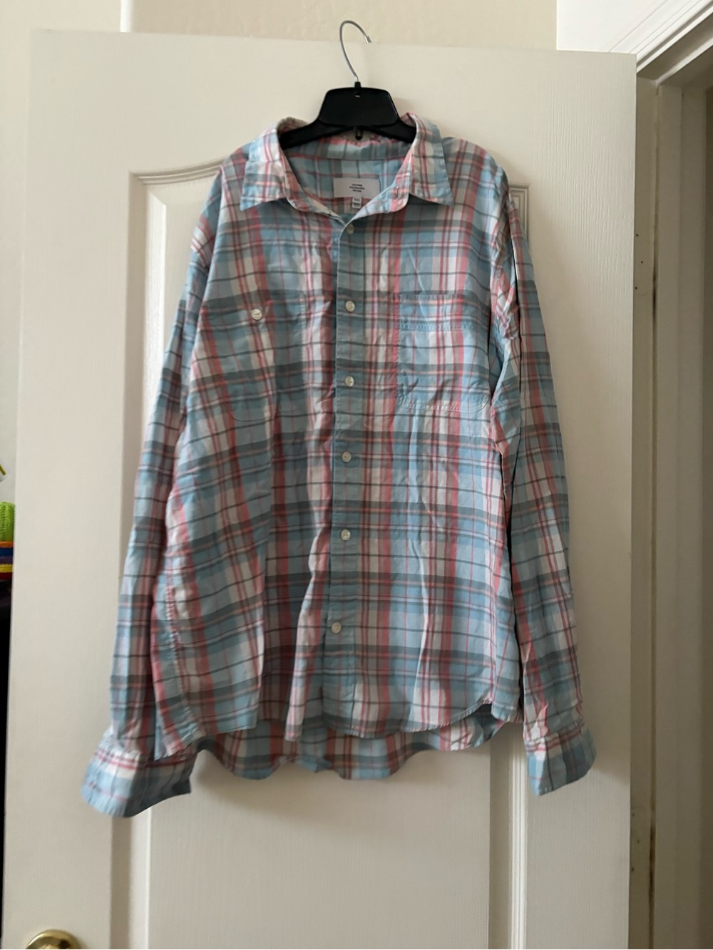 Jack Spade Blue and Pink Plaid Long-Sleeve Button-Down Shirt